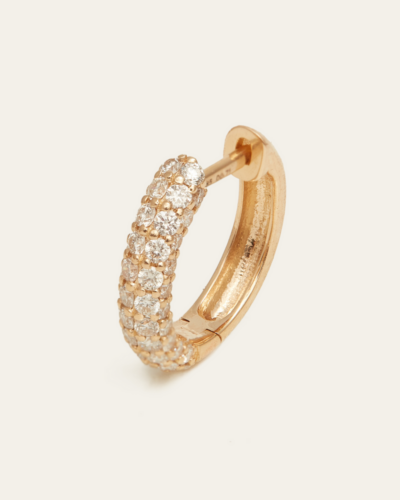 Chunky Pave Diamond Huggie Small - 14CT Gold