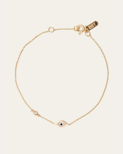 Pink Marquise Evil Eye & Diamond Bracelet - 14ct Gold