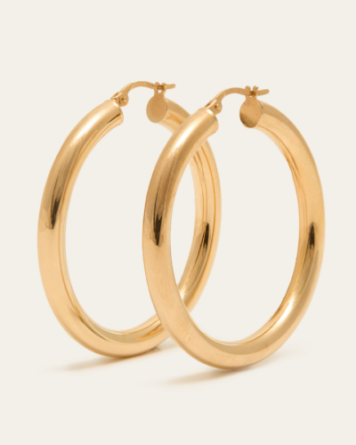 Super Chunky Tube Hoops Large - 9CT Gold
