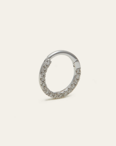 Side Diamond Huggie Small - 14CT White Gold