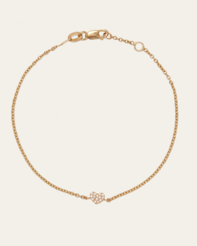Tiny Pave Diamond Heart Bracelet - 9ct Gold