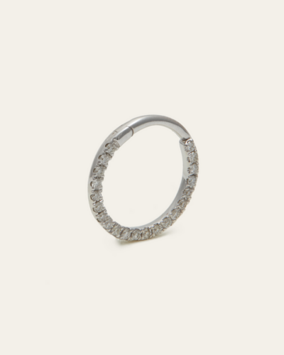 Side Diamond Huggie Medium - 14CT White Gold