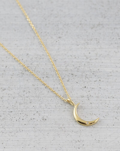 New Moon Necklace - 14K Gold (Diamond)