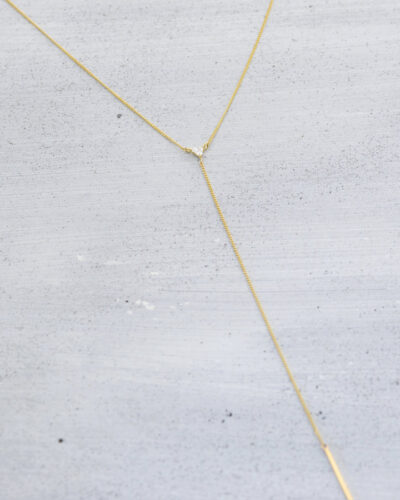 Trillion Linei Bar Y Neckalce - 14K Gold (Cubic Zirconia)