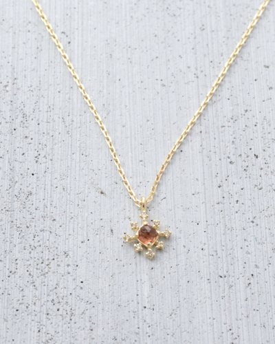 Snow Flower Necklace - 14K Gold (Brown)