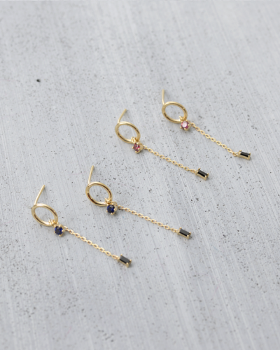 Dance with Me Earrings - 14K Gold, Navy