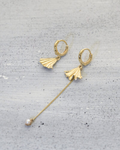 Dance with the Shell Sleeper Earrings - 14K Gold