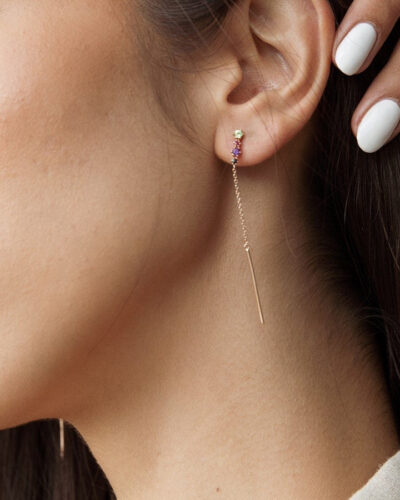 Quartet Drop Bar Earrings - 14K Gold