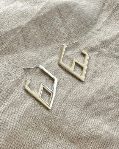 Geo Hoop 01 Earrings - Sterling Silver