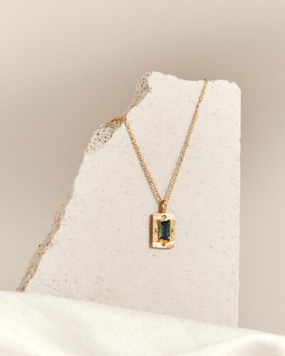 Throne Necklace - 14K Gold (Blue Topaz & Diamond)