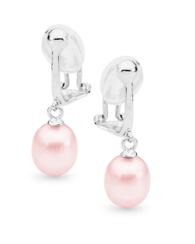 Emily Clip Ons - Sterling Silver Rhodium Plated (White Pearl)