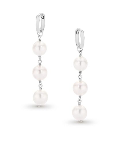 Floating Moon Drop Earrings - Sterling Silver Rhodium Plated