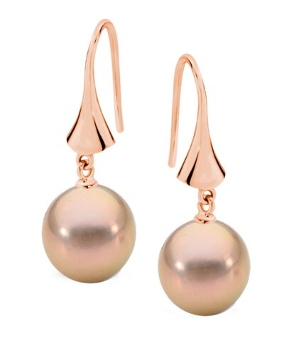 Golden Sunset Earrings - Sterling Silver Rose Gold Plated (Pink Pearl)