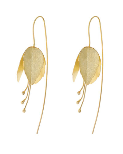 Large Fuchsia Flower Earrings - Yellow Gold