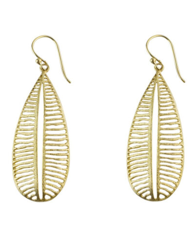 Leaf Skeleton Earrings - Yellow Gold