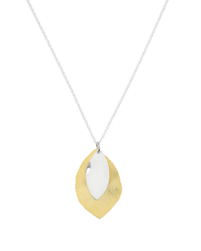Two Leaves Pendant - Silver & Yellow Gold