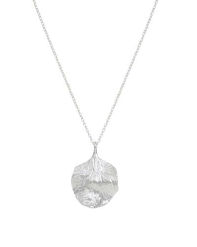 Textured Wavy Leaf Pendant - Sterling Silver