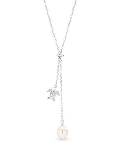 Turquoise Dream Lariat - Sterling Silver Rhodium Plated (41cm)