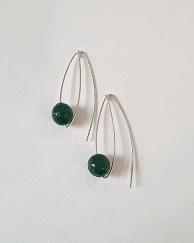 Nerida Silver & Stone Earrings - Spring Green
