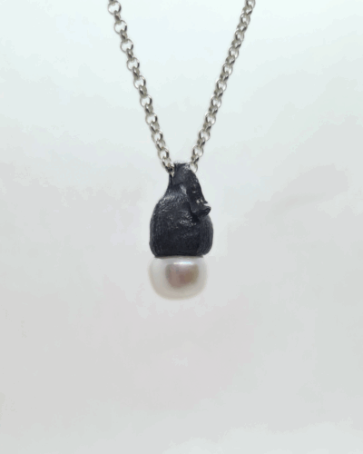 Gumnut Pearl Necklace Ink - Sterling Silver
