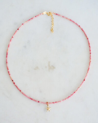 Pink Rhodonite Boho Necklace (Starfish)