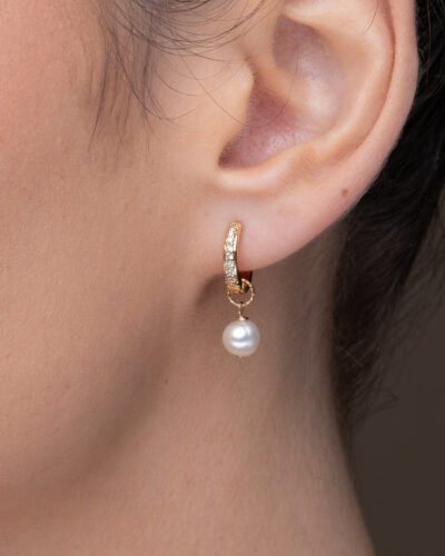 Esther Hoop Earrings with Pearl Charms