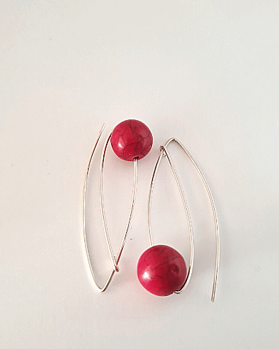 Nerida Silver & Stone Earrings - Red