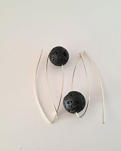 Nerida Silver & Stone Earrings - Lava Rock