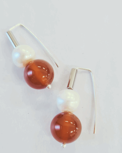 Pearl & Agate Earrings - Sterling Silver