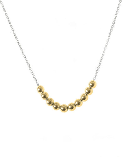 Extra Small 10 Ball Necklace - Sterling Silver & 9K Gold