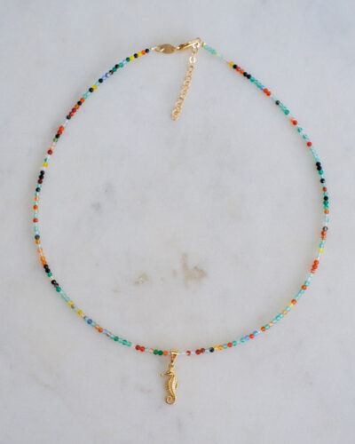 Rainbow Agate Boho Necklace (Seahorse)