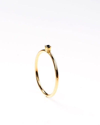 Danity Round Profile Diamond Set Ring - 9ct Gold, Black Diamond