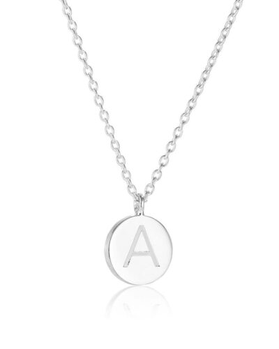 Small Disc Initial Necklace "A" - Sterling Silver