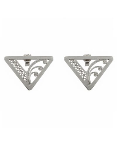 Neo Triangle Filigree Studs Earrings - Sterling Silver