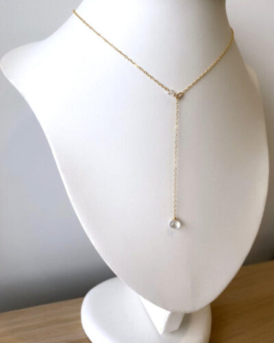 Royal Blue Moonstone Y Necklace (16 inch / 40cm)