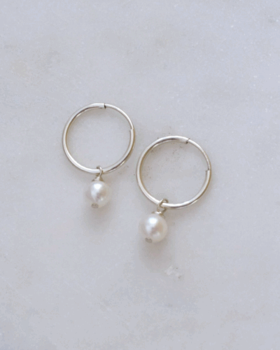 Pearl Infinity Hoops - Sterling Silver