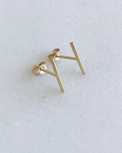 Gold Bar Stud Earrings