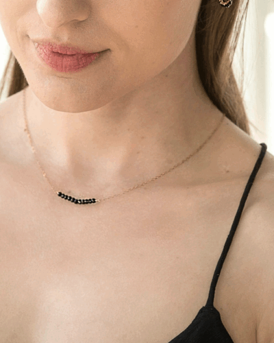 Black Onyx Band Necklace (14 inch / 35cm)
