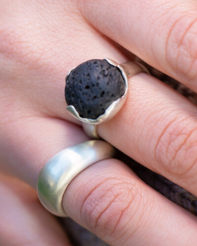 Lava Rock Ring - Sterling Silver