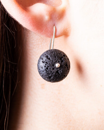 Lava Rock Earrings - Sterling Silver