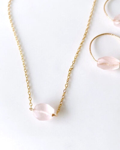 Rose Quartz Point Necklace (16 inch / 40cm)