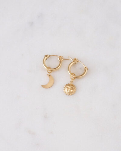 The Sun and Moon Huggie Hoops