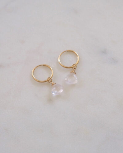 Rose Quartz Mini Infinity Hoops