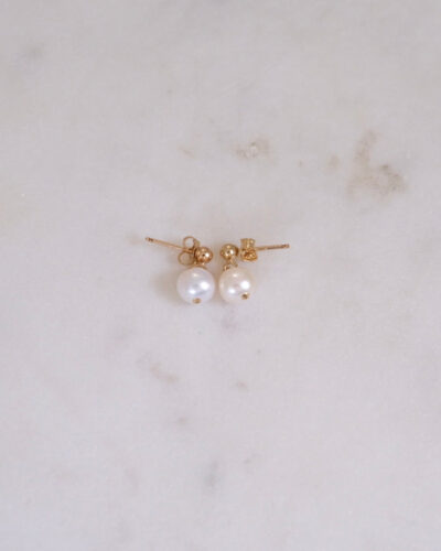 Simple Pearl Stud Earrings - 14K Gold Filled (5-6mm)