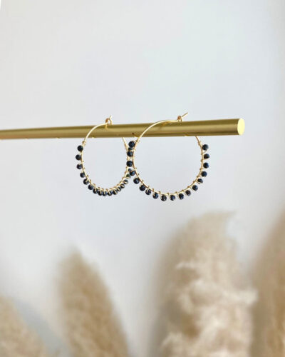 Black Onyx Hoop Earrings (20mm)