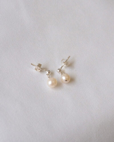 Simple Pearl Stud Earrings - Sterling Silver