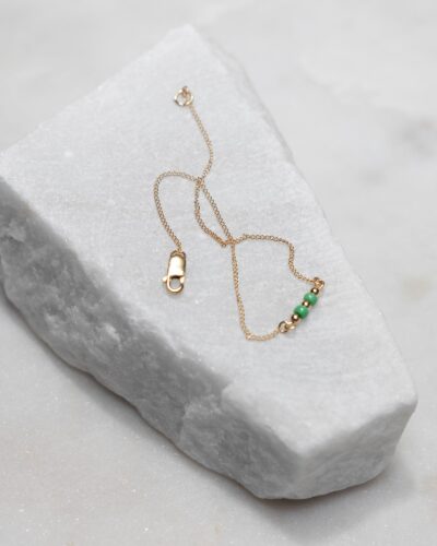 Green Seed Bead Bracelet - 14k Gold Filled (Small)