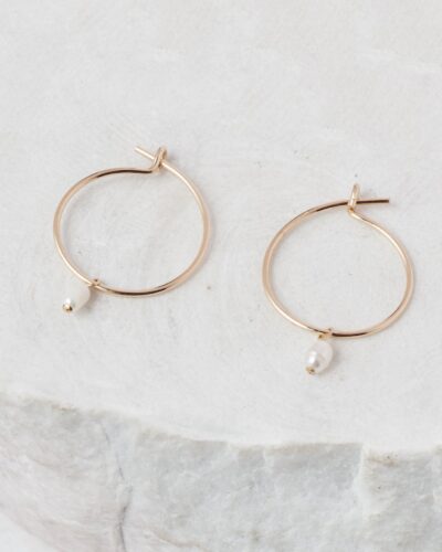 Delicate Hoops - 14k Gold Filled (Rice Pearl)