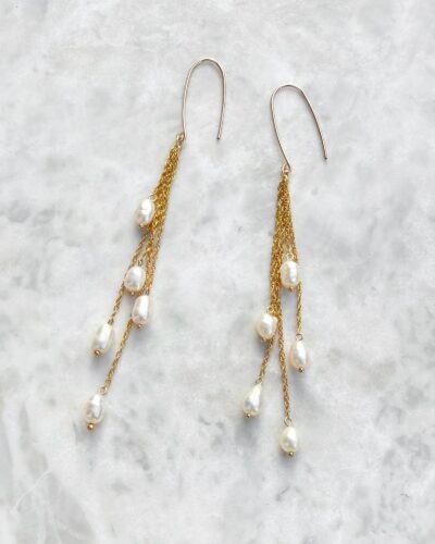 Rope Chain Pearl Drops - 14k Gold Filled (7cm)