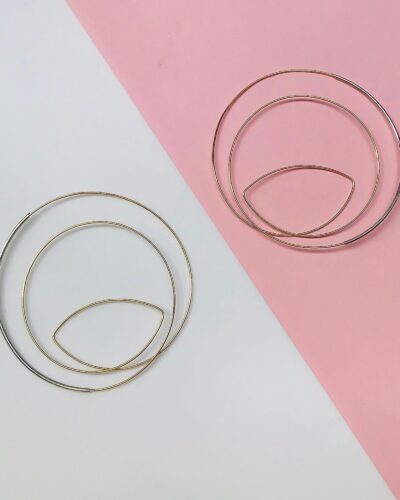 Labyrinth Hoops - 14k Gold Filled & Sterling Silver (Gold Wire Silver Closure)